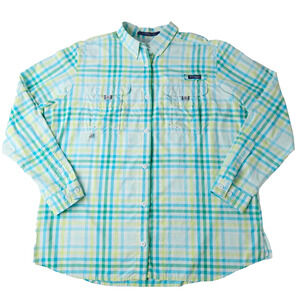 Columbia PFG Super Bahama Vtg Fishing Shirt Mens XL Long Sleeve Plaid UPF